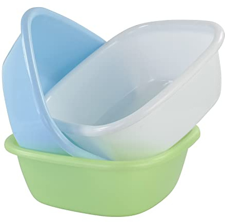 Hespama 8 Quart Small Wash Basins, Multi-Purpose Square Dish Pan/Tub, 3 Packs