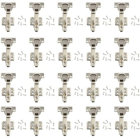 ALLmeter Soft Close Cabinet Hinges - 20pcs, 110 Degree, 35mm Full Overlay, Slow Shut Clip-on Plate Hinges with Screws for Kitchen Cupboards