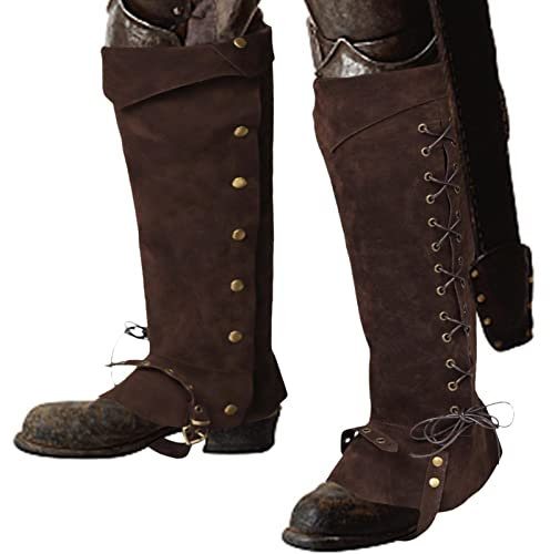 Elinrat Stiefelstulpen Kostüm - Piraten-Beinwickel | Mittelalterliche Gamaschen Ritter Krieger Rüstung Beinschützer Renaissance Kostümzubehör