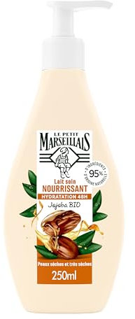Le Petit Marseillais | Latte Nutriente Jojoba Bio (flacone pompa da 250 ml) – Latte idratante per pelli secche e molto secche – Latte corpo con 95% di ingredienti di origine naturale