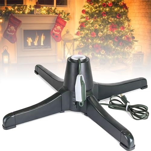 HLGKBY Soporte Giratorio de 360° para árbol de Navidad, Soporte eléctrico Ajustable para árbol de Navidad Artificial para árboles de hasta 7.5 pies y 80 Libras, Soporte de Base Giratorio