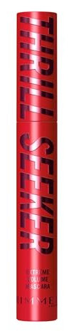 Rimmel Thrill Seeker Extreme Mascara, 001 Black, Ultra Volumising, Lengthens and Lifts Lashes, Up To 24-Hour Wear, Big Tower Fibre Brush, Smudge-Proof, Flake-Free, Clump-Free, Vegan, 12.5ml