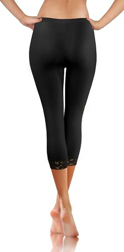 sesto senso Legging avec Dentelle Capri Femme 7/8 Coton