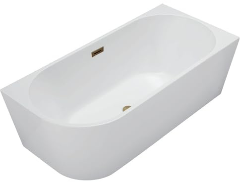 Balneo - Fristående badkar - AVOLA hörnbadkar - Akryl med stålram - 6 stabiliseringsfötter - Överflöd och klicklås - Modern design - rätt - Guld - 160x80cm