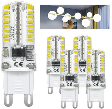 I-SHUNFA Lampadine G9 LED 6000 Kelvin luce bianca fredda 2,5W-2,8W 210LM sostituzione per 25W-28W lampadina alogena AC220V risparmio energetico LED piccola lampadina non dimmerabile G9 [5 pezzi ]