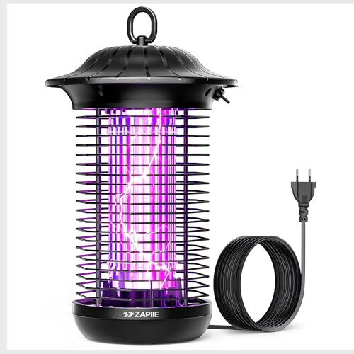 Zapiie LED Insektenvernichter Elektrischer, Dual-Band UV Starke Mückenfalle, 2m Netzkabel Plug-in Mückenlampe für Innen Aussen Garten Patio Garage Hause