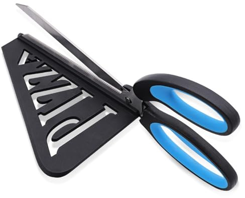 Pizzaschere mit Schaufel Pizzaheber, Edelstahl Küchenschere, spülmaschinenfester Pizza Schere Scissor Cutter Pizzaschneider Teigschneider, Multifunktionale Küchenschere,33CM (Blau)