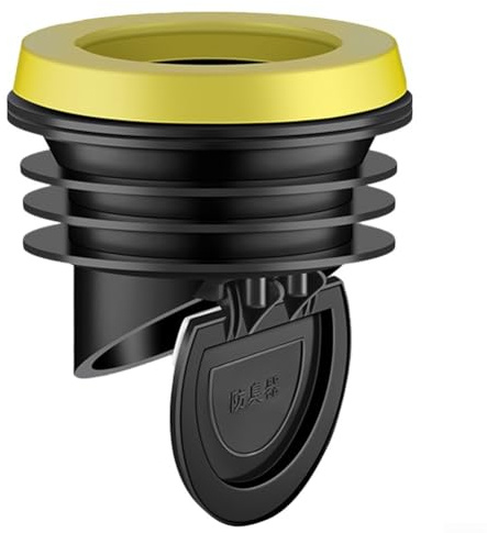 Anello di tenuta per flangia del WC, con valvola di ritegno anti-riflusso, anello di ricambio in gomma cerata, per tubi in PVC da 100-110 mm, nero, blu, giallo (nero)