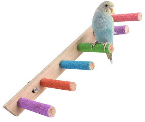 Bird Perch,1PC Wooden Parrot Stand Perch,Bird Ladder Bridge Climbing Chewing Toys for Small Medium Animals (5 Ladders)
