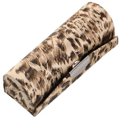 FONDOTIN Estuche para Lápiz Labial Caja de Almacenamiento de Cosméticos de Seda y Estampado de Leopardo con Espejo Organizador Versátil para Mujer para Bolso y Viaje