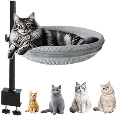 Kattbädd Till Skrivbord Avtagbar Utsats För Husdjur | 360-Gradig Roterande Skrivbords Kattbädd Med Lastkapacitet På 30 Kilogram För Inomhus Lägenhet Sängkant Husbil Balkong