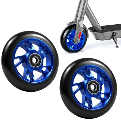 2 Piezas Ruedas Scooter Freestyle, 100mm Ruedas de Patinete Scooter Con Rodamientos Antibloqueo, para Ruedas de Repuesto de Patinetes y Accesorios, Aptas para Carritos de Paseo y Patinetes