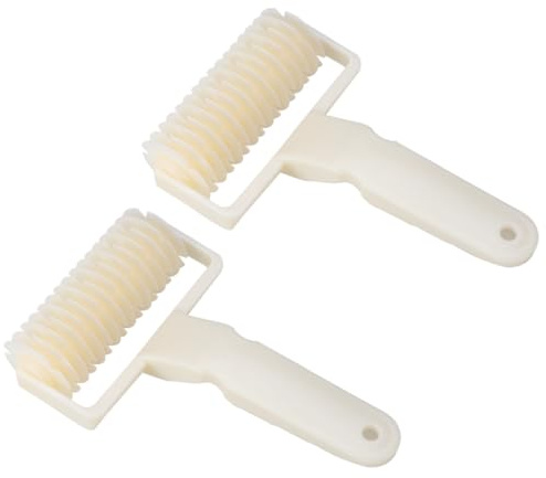 Baluue 2 pezzi Taglierina Roller da Forno Strumento Hobbing in Plastica Beige per Pizza Crosta e Dolci Utensile Sicuro e Facile da Pulire per Decorazioni Professionali