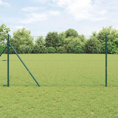 Clôture hexagonale verte 1 x 50 m en acier résistant aux intempéries pour l'intimité et la sécurité - Tresse d'extérieur robuste - Installation facile