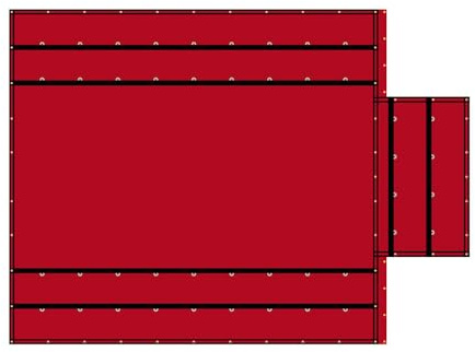 16' x 18' Flatbed Truck 18 Oz Steel Tarp, End-Piece with 4 FT Drop & Flap - Red Heavy Duty Vinyl Waterproof Tarp for Trailers to Protect Cargo from Wind, Rain, Snow, and Sun