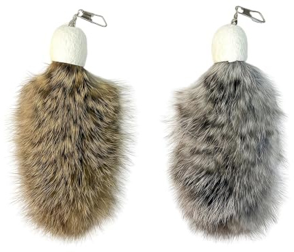 BellaBlend 2 Pcs Recharges en Fourrure de Lapin Naturel pour Jouets pour Chats – Jouet Silencieux et interactif, têtes de Rechange Artisanales avec Attache sécurisée