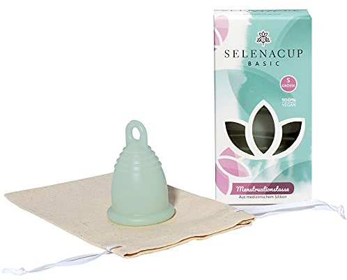 Selenacare Menstruationstasse Basic - waschbarer Periodencup aus medizinischem Silikon - mit Aufbewahrungsbeutel aus Baumwolle, Größe S (21ml)