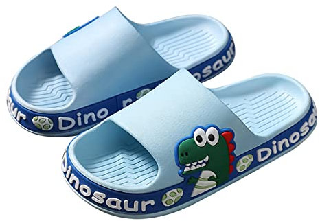 SEAUR Kinder Badelatschen Unisex Sanft Strand Badeschuhe Rutschfeste Sandalen mit Süßem Muster für Stranddusche Wohnzimmer Blau 24-25