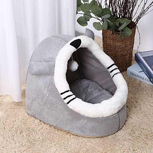 Fiorky Bonita cama tipo cueva para mascotas, cama cerrada para gatos, tienda de campaña antideslizante, cómoda para invierno, cálida, para perros pequeños, pequeños, para animales pequeños, medianos,