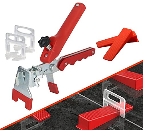 Kit de Nivellement pour Carrelageavec 1 Pince, 400 Clips, 100 Cales Réutilisables Kit, Système de nivellement pour carrelage de une largeur de joint 1,5 mm et Carreaux épaisseur 3–12 mm (1.5 mm)