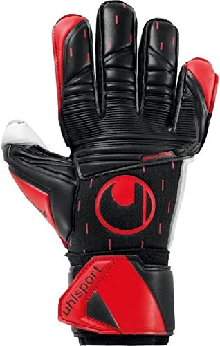 uhlsport Classic Absolutgrip Fußball Torwarthandschuhe für Kinder und Herren, Torwart-Handschuhe, Fussball-Handschuhe mit Handgelenkfixierung - schwarz-rot-weiß, 9