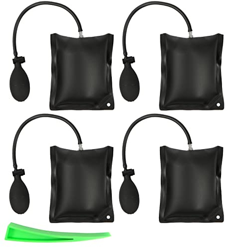 Air Wedge Pump,4 Pièces Coussin de Montage,400kg TPU Tube 25 cm Coussin d'air de Levage avec Outils de coin,pour L'installation de Fenêtres et de Portes, Airbags pour la Fixation
