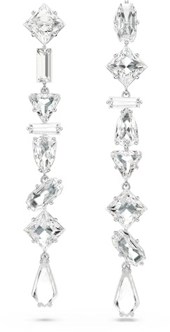 Swarovski Mesmera Drop-Ohrhänger, Weiße und Rhodinierte Ohrringe mit Strahlenden Swarovski Kristallen