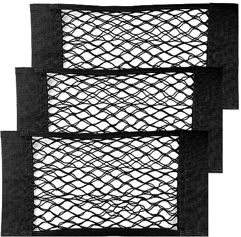 Frevoitna 3 Pezzi Rete Portaoggetti Auto, Rete Bagagliaio Auto 60 X 25cm, Storage Net Autoadesiva Tasche, Tasca Telo Protettivo Mesh Net per Caravan, Camper, Barche