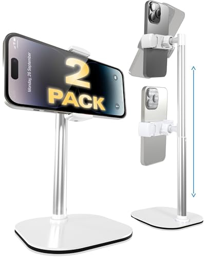 COOPER ChatStand 2-Pack - Soporte Ajustable para Celular de Escritorio | Rotatorio, inclinable, Soporte telescópico 9-13 para visualización a Nivel de Ojos (Blanco Hielo, 2 Piezas)