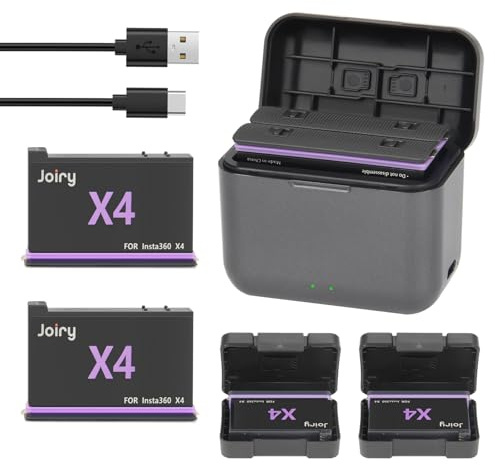 Joiry Insta 360 X4 Akku und Ladegerät für Insta360 X4 Action Kamera Dual-Ports Schnelllade Hub, 2PCS 2800mAh Batterie mit Ladegerät Zubehör kompatibel mit Insta360 X4 Kamera