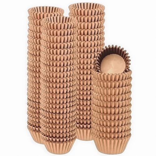 Gcardist 500 mini pirottini per muffin marroni, per uso alimentare, in carta naturale, senza odore (piccole dimensioni)