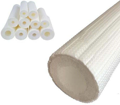 Tubo Isolante Tubolare in Schiuma ID 16/20/25/32MM Isolamento Antigelo Isolamento Termico Altamente Elastico Schiuma per Tubi Isolante Tubi Condizionatore(Bianco,ID: 32mm TH: 7mm)