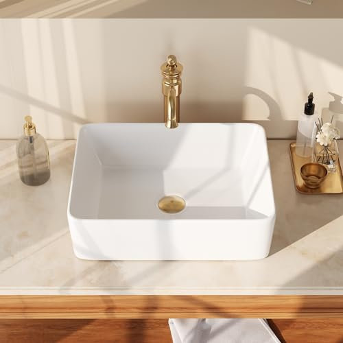 Vasque à Poser Salle de Bain DeerValley Lavabo Rectangulaire en Céramique Blanc Au-dessus du Comptoir Salle de Bains 480mm*375mm