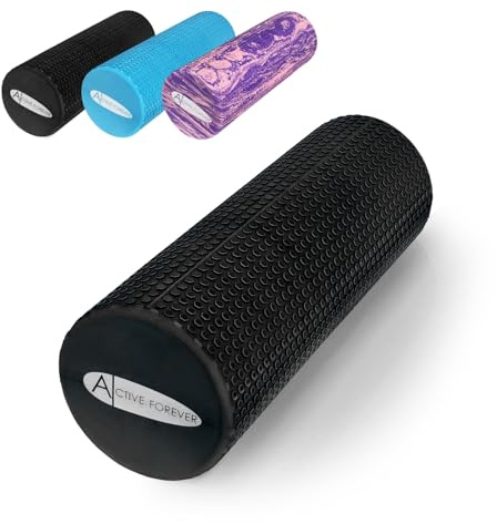 ACTIVE FOREVER Solid Floating Dot Foam Roller，Relieve Muscle Tension&Promote Circulation，High Density Massage Rollers for Back, Legs, Fitness, Yoga, Pilates-Black（45cm*15cm）