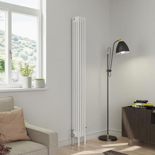 Warmehaus 1800x200mm White Traditional Vertical Radiator 4 Column Column Cast Iron Style Panel Radiator Central Heating