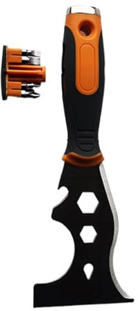 Rascador de pintura para limpiar – 16 en 1 de acero inoxidable para vidrio | Herramienta de espátula multifuncional, removedor de bordes de color para eliminar rápidamente pintura y papel pintado