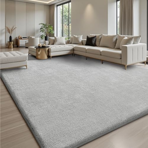 Treeboy Large Rugs Living Room 140x200cm Carpet Thick Grey Rug for Bedroom | Big Washable Area Rugs,Anti Slip Soft Fluffy Rug,Low Pile Shaggy Modern Bedside Carpets for Kids Bedroom Nursery No Shedding