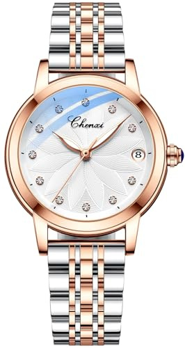 MASTOP Famale Saphir-Uhr für Damen, automatisch, Steampunk, automatisch, selbstaufziehend, goldfarbenes Armband, Skelett-Lederarmband für Damen, Armband
