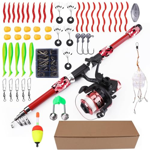 Baril pour Garçons, Équipement pour Garçons, Ensemble De 55 Canne Télescopique Léger Combo Complet pour Molchina Riva Kayak avec Équipement De Perche Truite Et Torpille