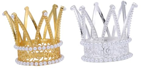 VINTORKY Lot De 2 Mini Couronnes Décoratives Pour Mariage Couronnes De Gâteau Pour Filles Couronnes De Mariée Couronnes Dorées À Paillettes Pour Enfants Couronnes De Mariée Couronnes