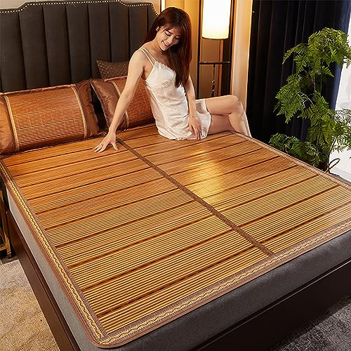 Esterilla de bambú de doble cara de ratán para sala de estar refrescante transpirable ropa de cama plegable para estudiantes cómodo diseño de verano