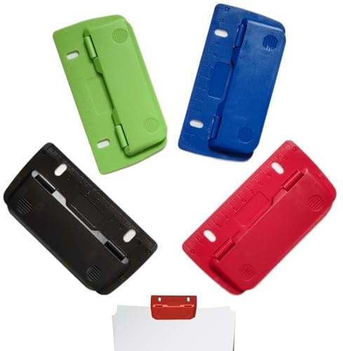 4 Stück Mini-Taschenlocher zum Einheften, Aktenlocher Perforator, Taschenlocher Flach, Tragbarer Locher für Ordner, Papier, Karton, Fotos, Mini Locher Klein für Schule, Büro und Zuhause