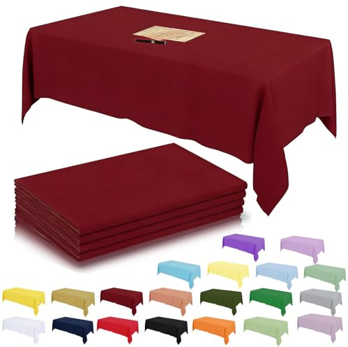 4-pack vinröd plastbordsduk fest för rektangulära bord, 137 x 274 cm dekorativa pappersdukar för fester, engångsbruk, mörkröd, festdekorationer, bordsskydd för picknick, födelsedag, jul