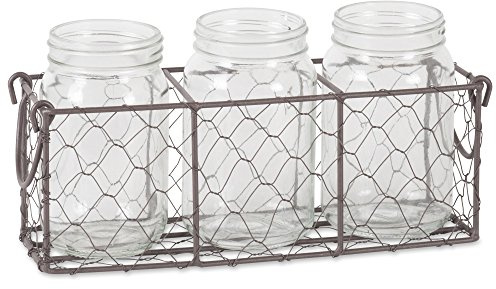 DII Chicken Wire Collection Farmhouse Vintage, Caddy with Vases, Rustic Bronze