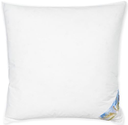 Traumschloss Künsemüller Kopfkissen Comfort 80x80cm mit 80% Daunen, Doppelkammer Daunenkissen mit Außenkammer & stützender Innenkammer, Allergiker geeignet & waschbar, Füllgewicht: 900g