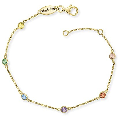 Engelsrufer Damen Armband aus vergoldetem Sterling Silber mit Multicolor Zirkonia Steinen, verstellbar, Karabinerverschluss, nickelfrei, Allergiker geeignet