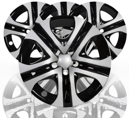 HECASA 17 Wheel Covers Hubcaps Compatible with 2013-2018 Toyota RAV4 LE, 5 Spoke, Silver&Black Plastic Wheel Skins Hub Caps Full Rim Covers Set of 4