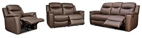 Vente-unique-Ledergarnitur Relax 3+2+1 - Braun - Evasion