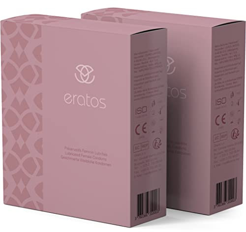 ERATOS - Frauenkondome, Female condom - Mit patentiertem Einführdorn - Latex natürlichen Ursprungs Geruchlos - Gleitmittel auf Wasserbasis - CE-Norm - 12er Pack Kondome für Frauen