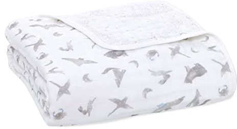 aden + anais Dream Blanket, 100 Percent Organic Cotton Muslin Blankets for Girls & Boys, Ideal Lightweight Newborn Nursery & Crib Blanket, Map The Stars (ADBO10006)